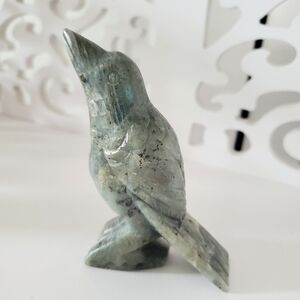 Natural Rainbow Labradorite Quartz Crystal Carved Crow Healing Reiki Decorat 1Pc